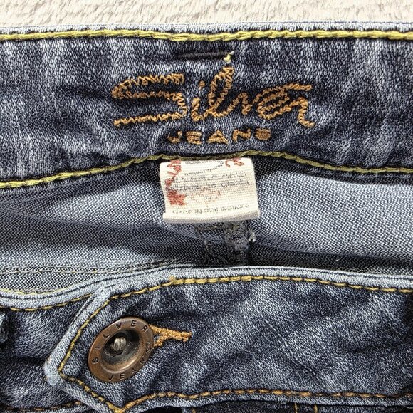 Silver Jeans Tuesday Jeans Womens 28x33 Blue Bootcut Low Rise Embroidered Denim - Picture 5 of 11